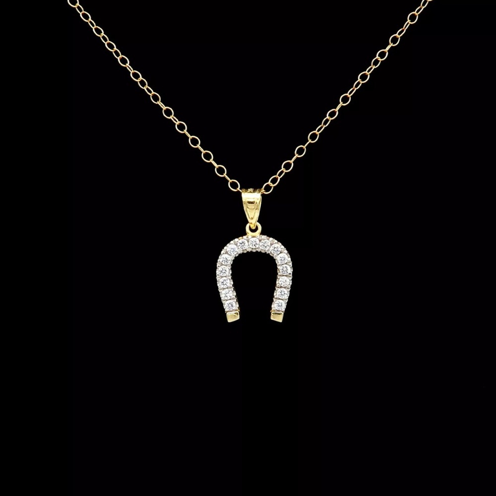 BRAND NEW 14K SOLID GOLD HORSESHOE PENDANT.